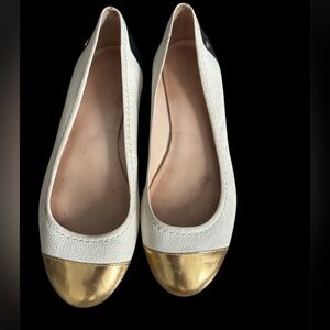 Kate Spade White and Gold Flats